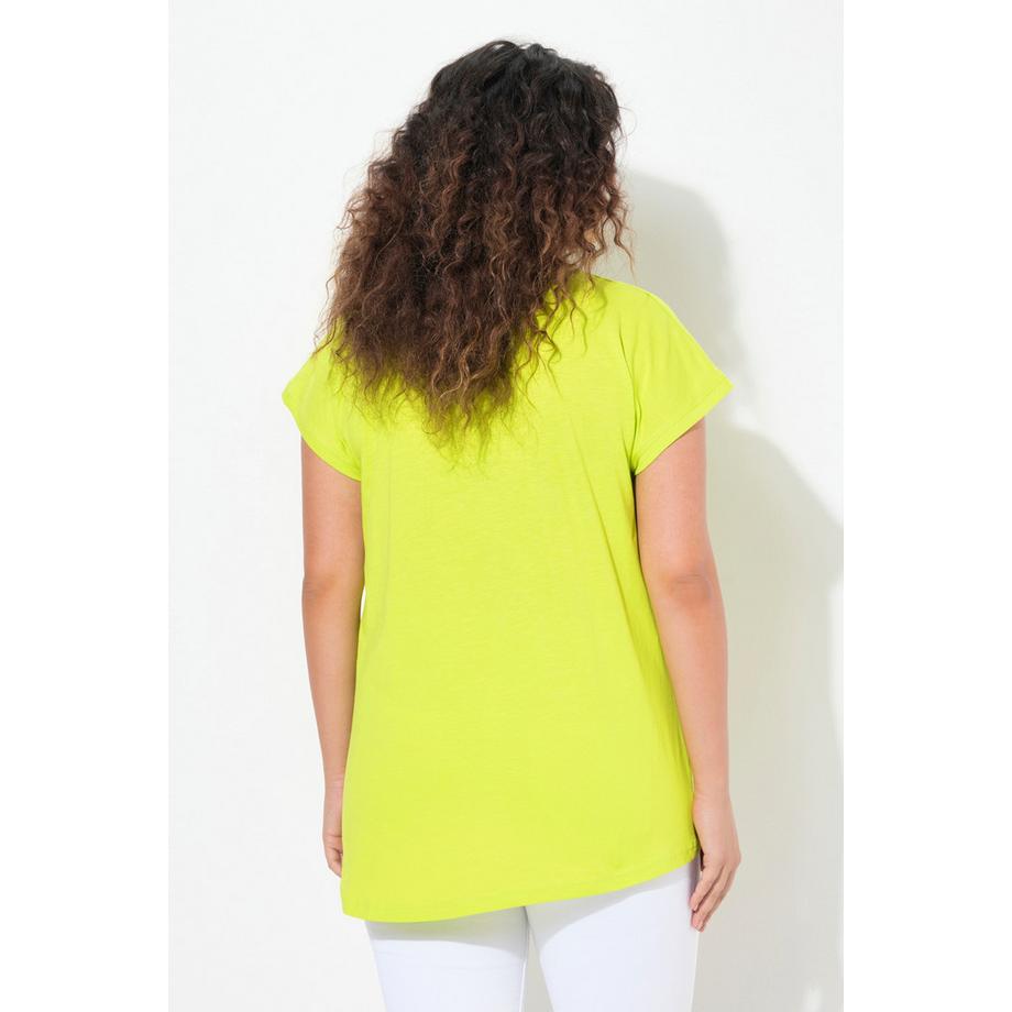 Ulla Popken T-Shirt Coupe Évasée Motif Bateau Col V Manches Courtes  