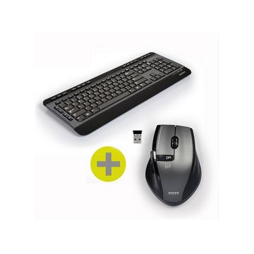 Tastiera e mouse wireless 2,4 ghz usb-a e usb-c ambidestro ottico 1000 dpi spina azerty eu Port Designs