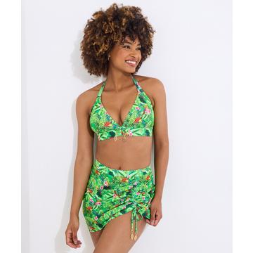Tropical Print Bikini-Oberteil mit Haltegriff