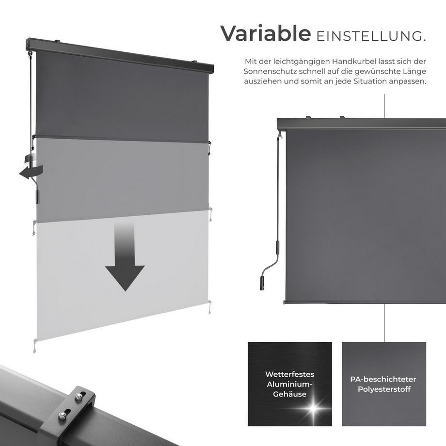 Tectake Senkrechtmarkise Eloise verschiedene Größen UV-beständig und wasserabweisend  