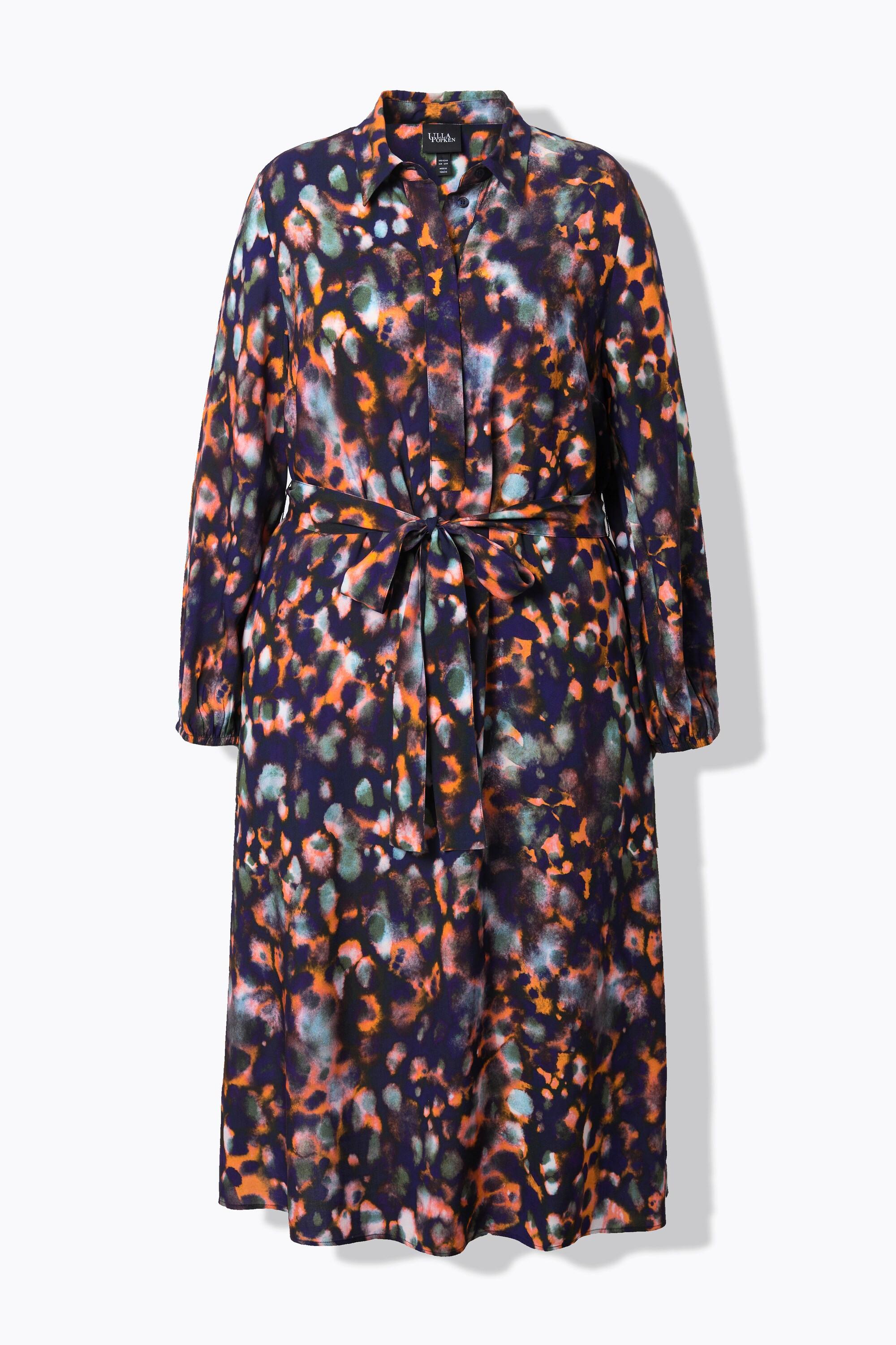 Ulla Popken Hemdblusen Midikleid Hemdkragen Langarm Taschen  