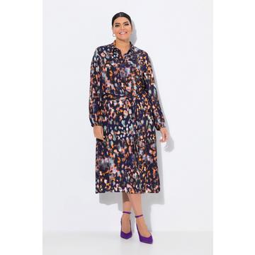 Hemdblusen-Midikleid, Hemdkragen, Langarm, Taschen