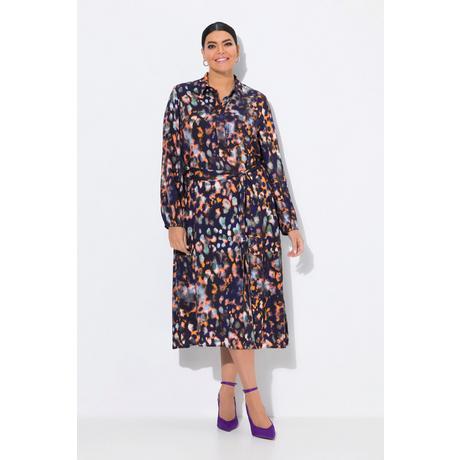 Ulla Popken Hemdblusen Midikleid Hemdkragen Langarm Taschen  