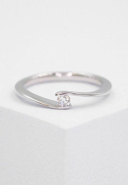 MUAU Schmuck  Solitaire Ring Diamant 0.10ct. Weissgold 750 