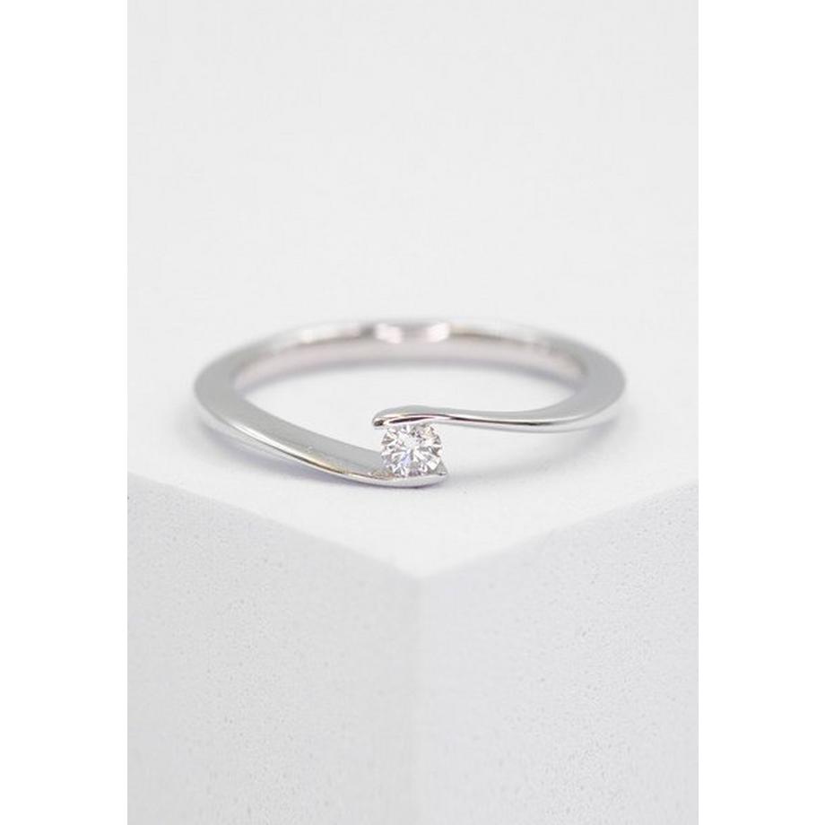 MUAU Schmuck  Solitaire Ring Diamant 0.10ct. Weissgold 750 