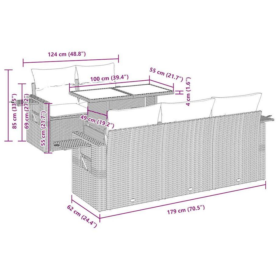 VidaXL Gartensofa set poly-rattan  