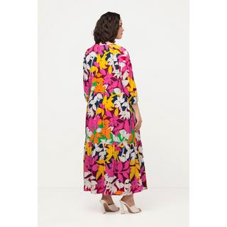 Ulla Popken Blüten A-Linie Tunika-Ausschnitt 3/4-Arm Kleid  
