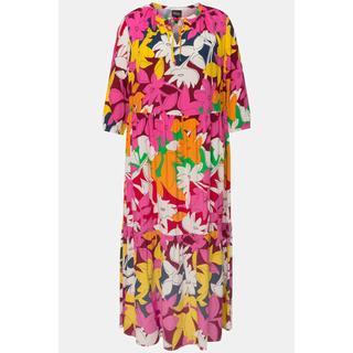 Ulla Popken Blüten A-Linie Tunika-Ausschnitt 3/4-Arm Kleid  