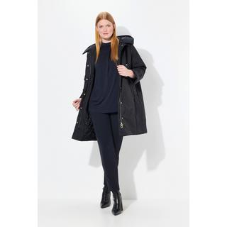 Ulla Popken Cappotto trapuntato pied-de-poule cappuccio zip a cursore doppio  