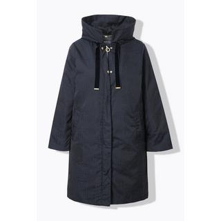 Ulla Popken Cappotto trapuntato pied-de-poule cappuccio zip a cursore doppio  