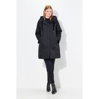 Ulla Popken Cappotto trapuntato pied-de-poule cappuccio zip a cursore doppio  