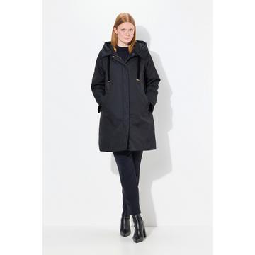 Cappotto trapuntato con pied-de-poule, cappuccio e zip a cursore doppio