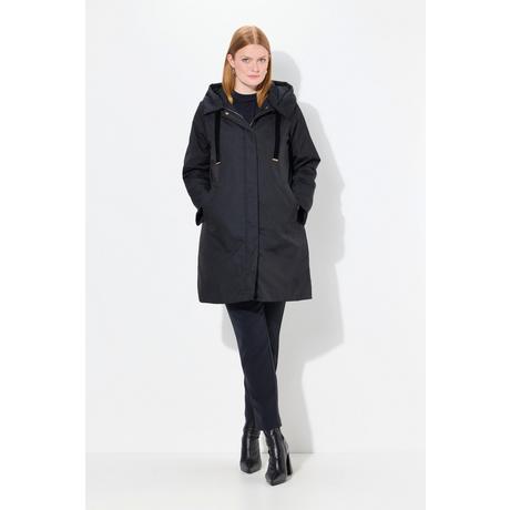 Ulla Popken Cappotto trapuntato pied-de-poule cappuccio zip a cursore doppio  