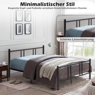 Northio Bettrahmen aus Metall Plattform-Bettgestell mit Kopfteil und Fußteil 200 x 160 cm Schwarz  