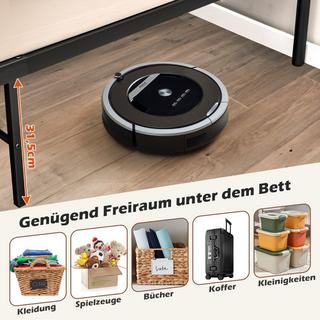 Northio Bettrahmen aus Metall Plattform-Bettgestell mit Kopfteil und Fußteil 200 x 160 cm Schwarz  