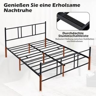 Northio Bettrahmen aus Metall Plattform-Bettgestell mit Kopfteil und Fußteil 200 x 160 cm Schwarz  