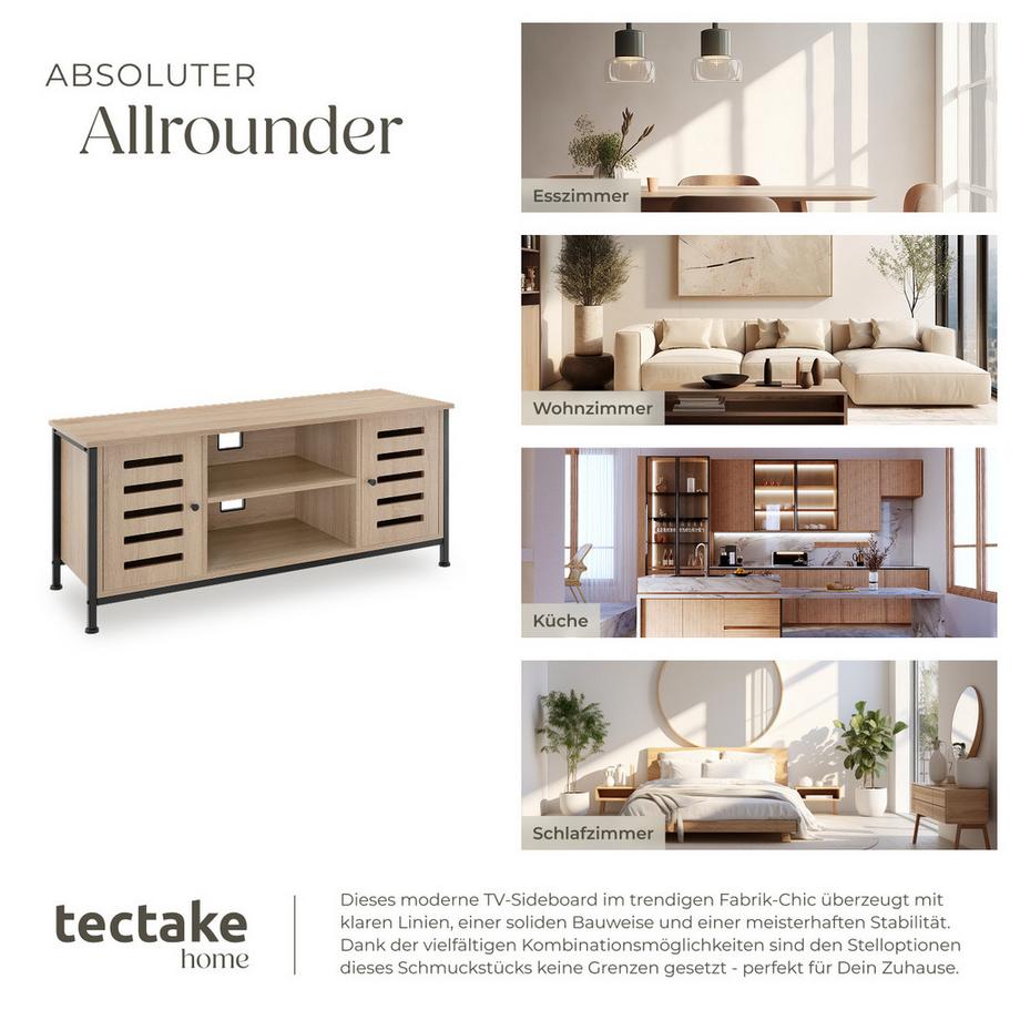 Tectake TV-Board Carlow Industrial Style Holz und Stahl  