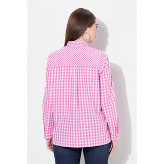 Ulla Popken Blusa a quadri Collo camicia Manica lunga Linguetta arrotolabile  