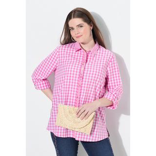 Ulla Popken Blusa a quadri Collo camicia Manica lunga Linguetta arrotolabile  