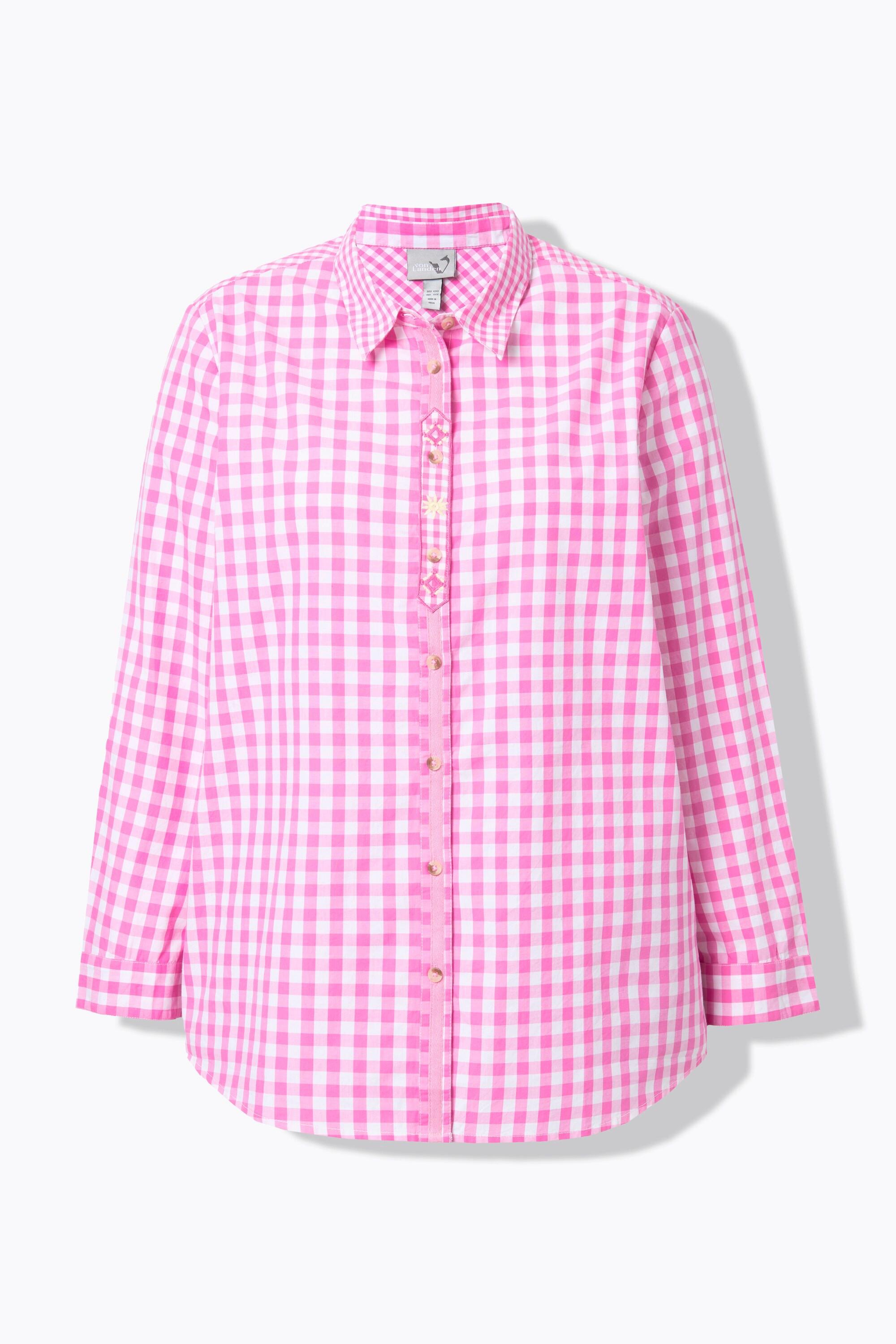 Ulla Popken Blusa a quadri Collo camicia Manica lunga Linguetta arrotolabile  