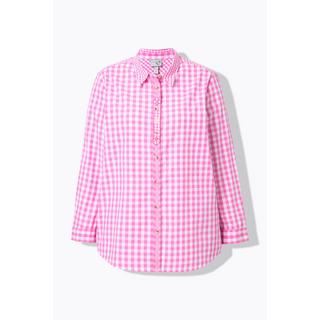 Ulla Popken Blusa a quadri Collo camicia Manica lunga Linguetta arrotolabile  