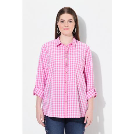 Ulla Popken Blusa a quadri Collo camicia Manica lunga Linguetta arrotolabile  