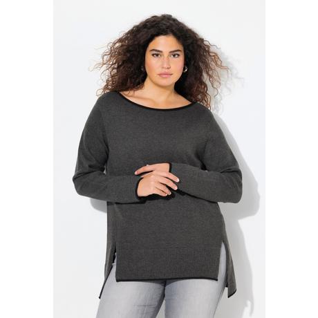 Ulla Popken  Pullover, Saumschlitze, U-Boot-Ausschnitt, Langarm 