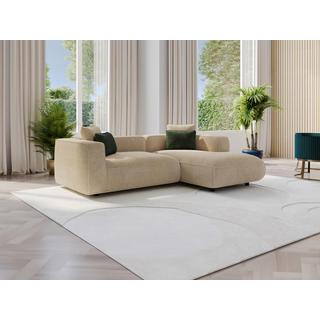 Vente-unique Canapé d'angle droit en velours texturé beige TALMINE  