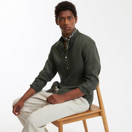 La Redoute Collections Signature Gerades Leinenhemd Stehkragen  