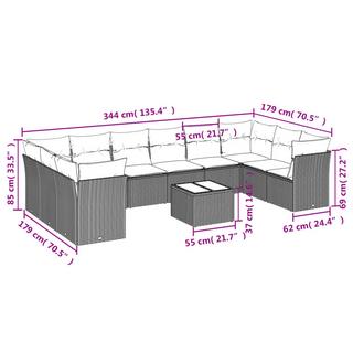 VidaXL Ensemble de canapés de jardin rotin synthétique  