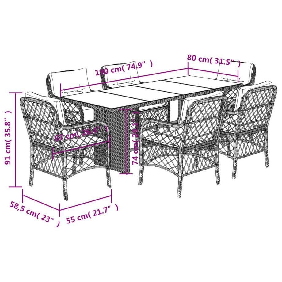 VidaXL Garten essgruppe poly-rattan  