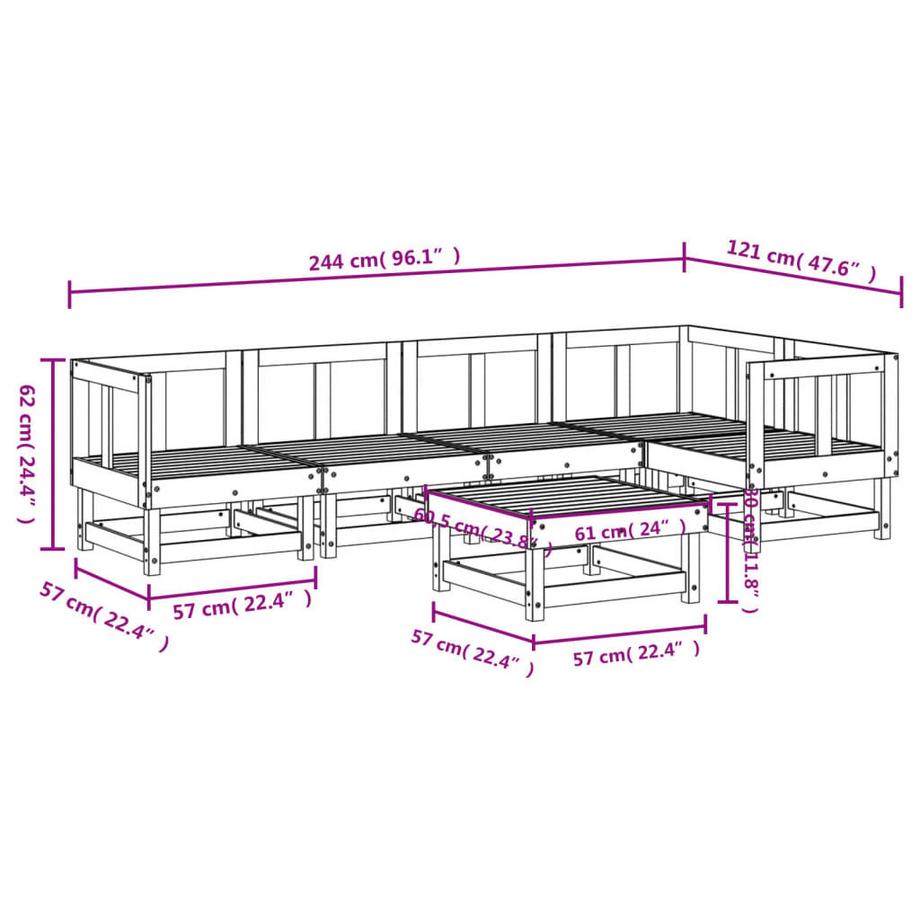 VidaXL set salotto da giardino Legno di douglas  