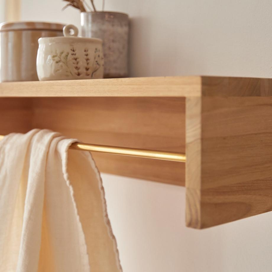 Tikamoon Handtuchhalter zur Wandmontage aus massivem Teakholz 60 cm Sasha  