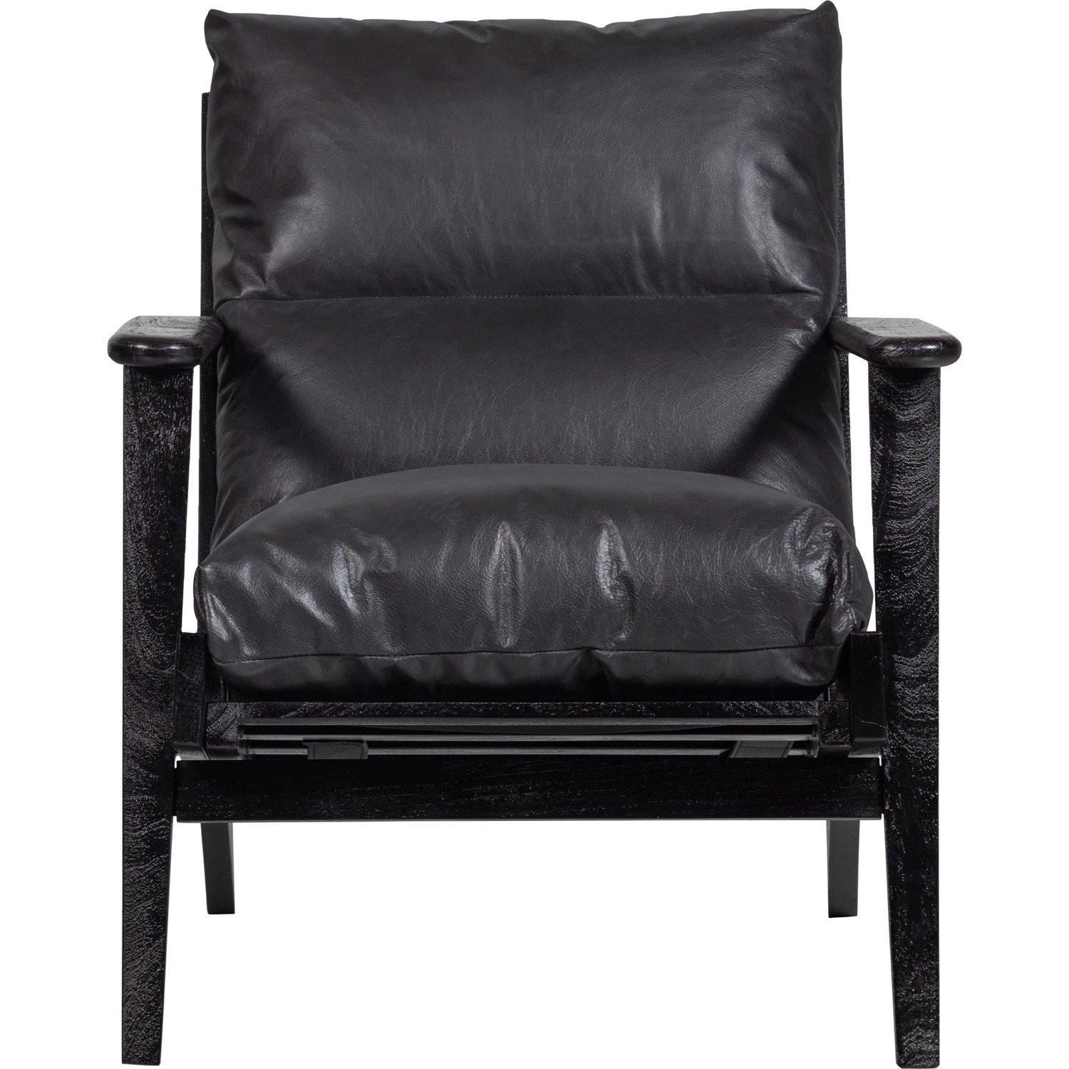 mutoni Fauteuil Houston cuir véritable noir  