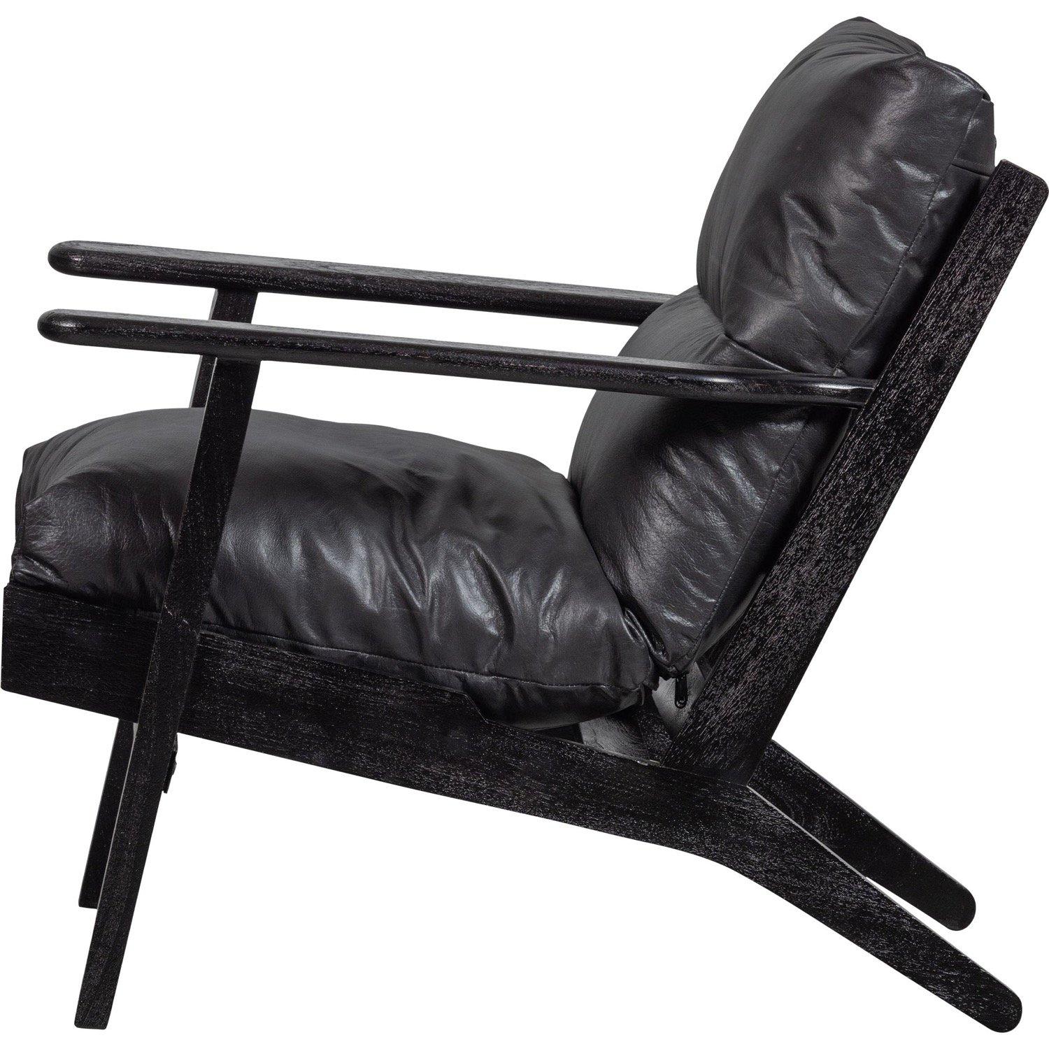 mutoni Fauteuil Houston cuir véritable noir  