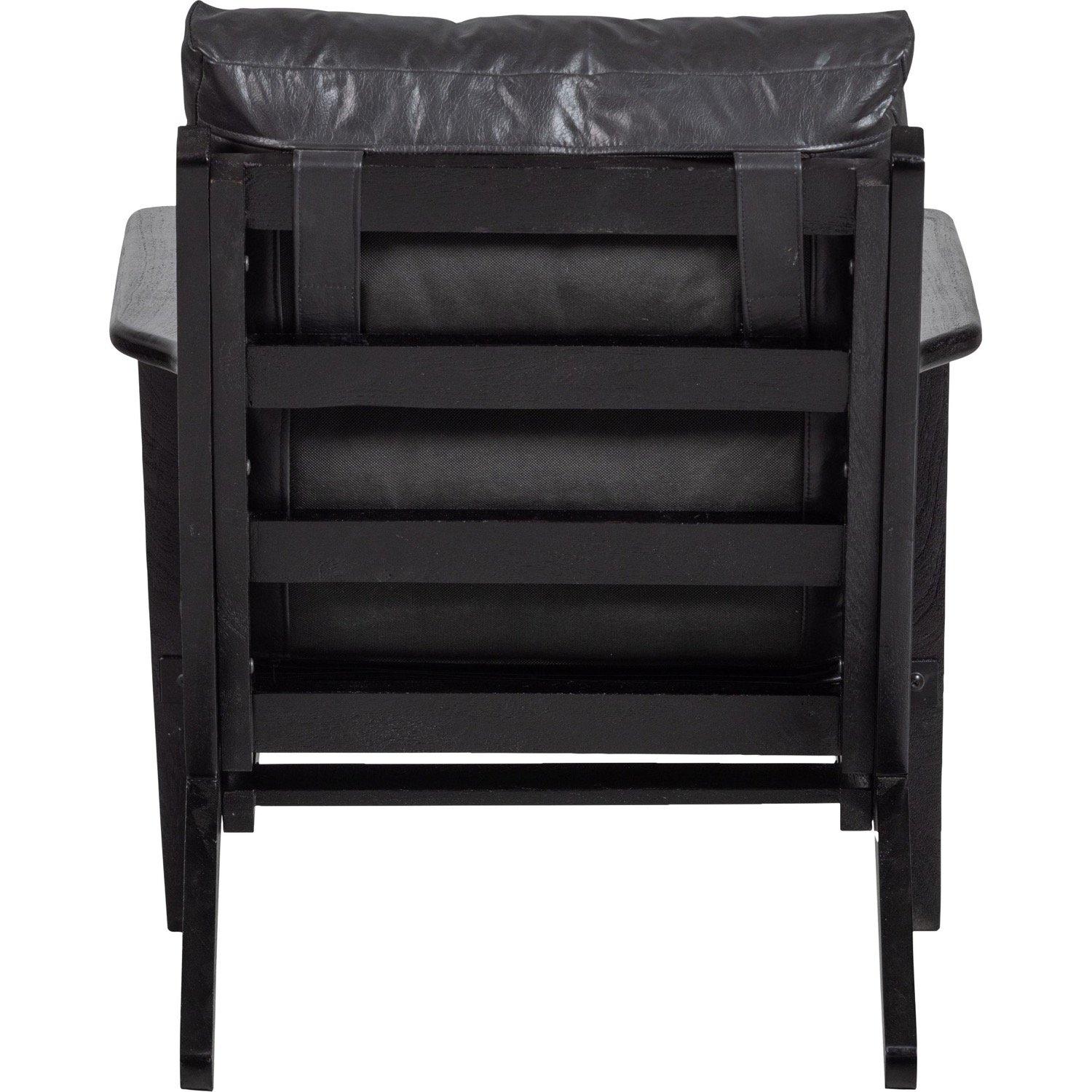 mutoni Fauteuil Houston cuir véritable noir  