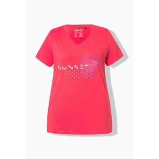 Ulla Popken  T-shirt de sport, séchage rapide, col V, manches courtes 