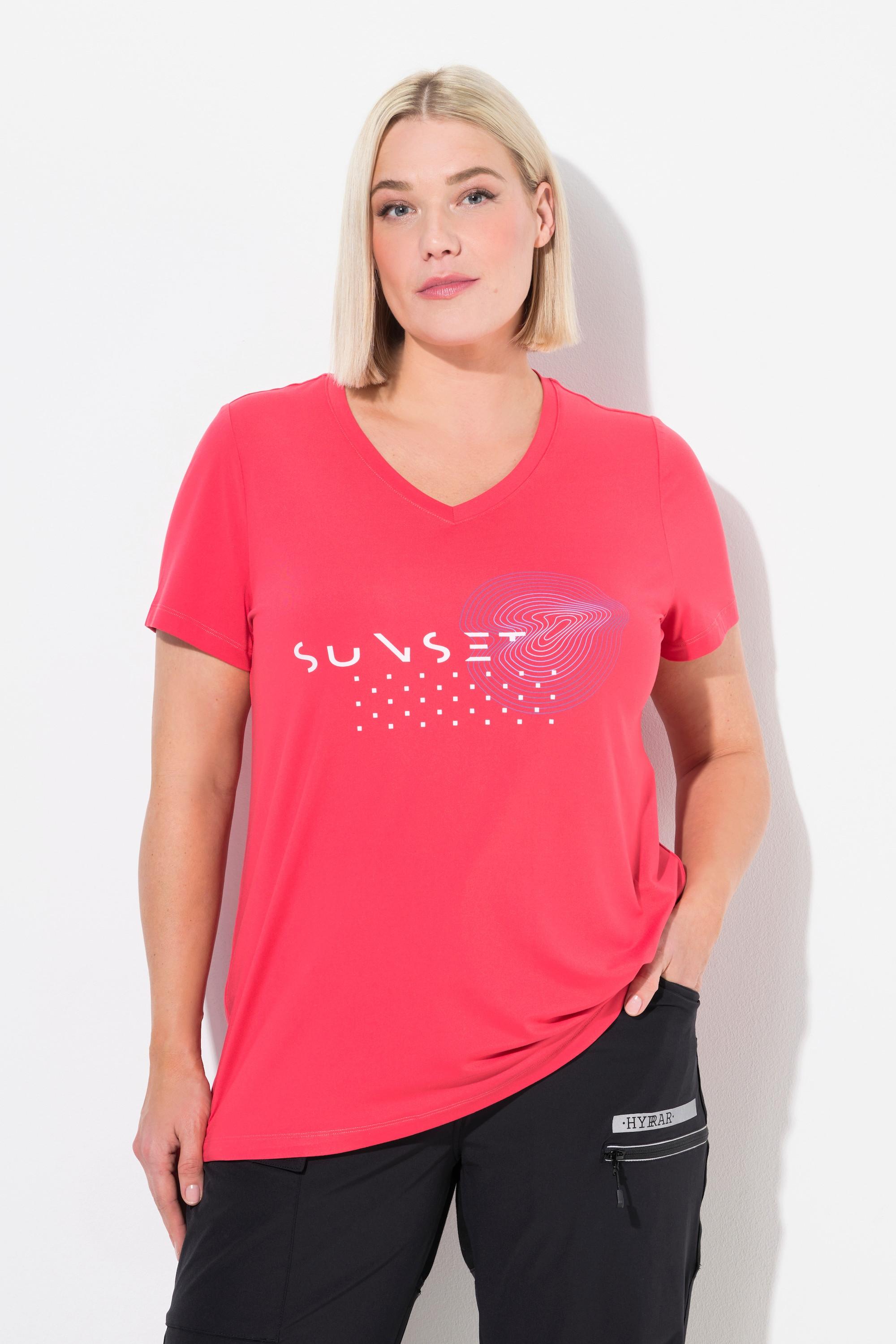 Ulla Popken  T-shirt de sport, séchage rapide, col V, manches courtes 