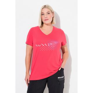 Ulla Popken  T-shirt de sport, séchage rapide, col V, manches courtes 