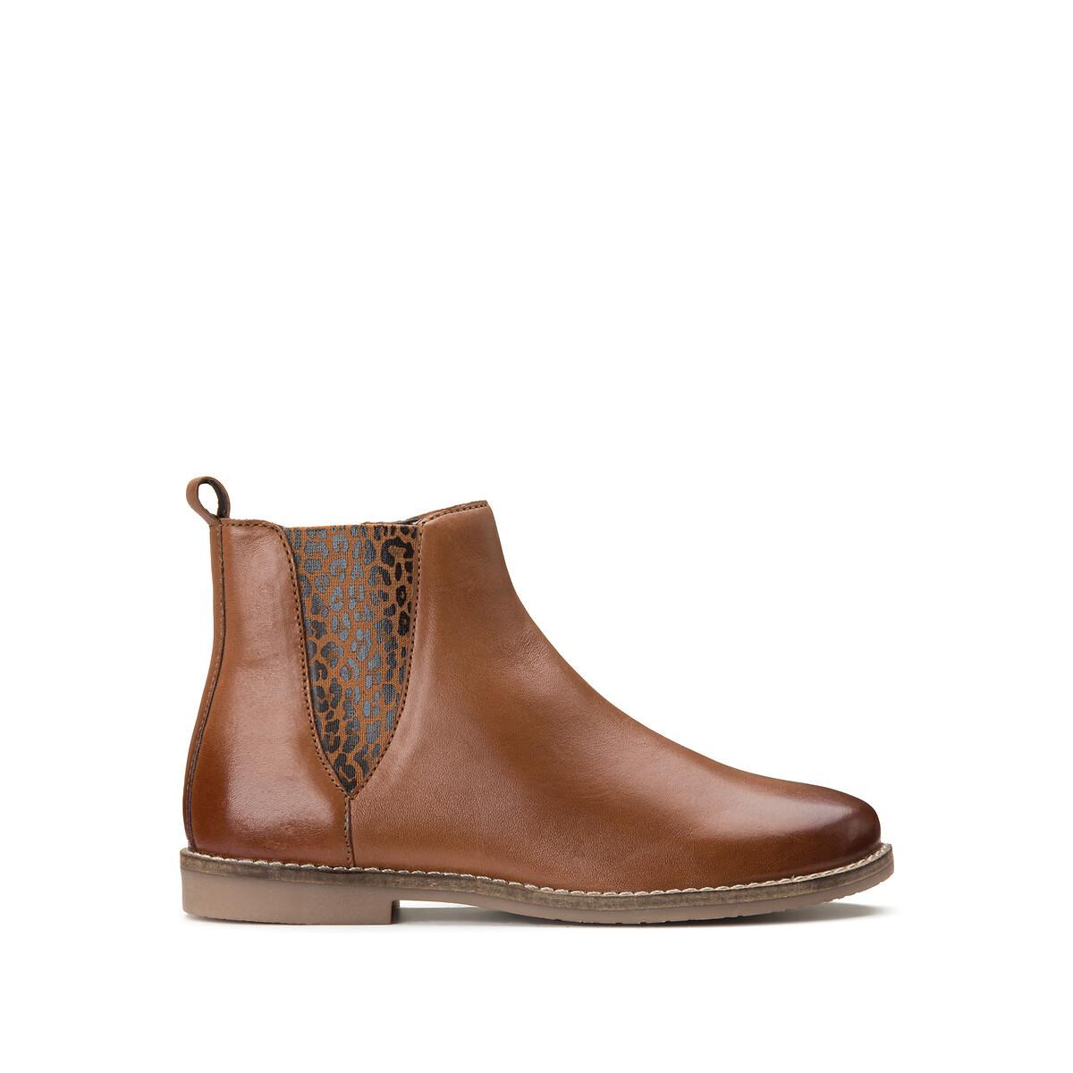 La Redoute Collections  Chelsea-Boots aus Leder mit Leopardenmuster 