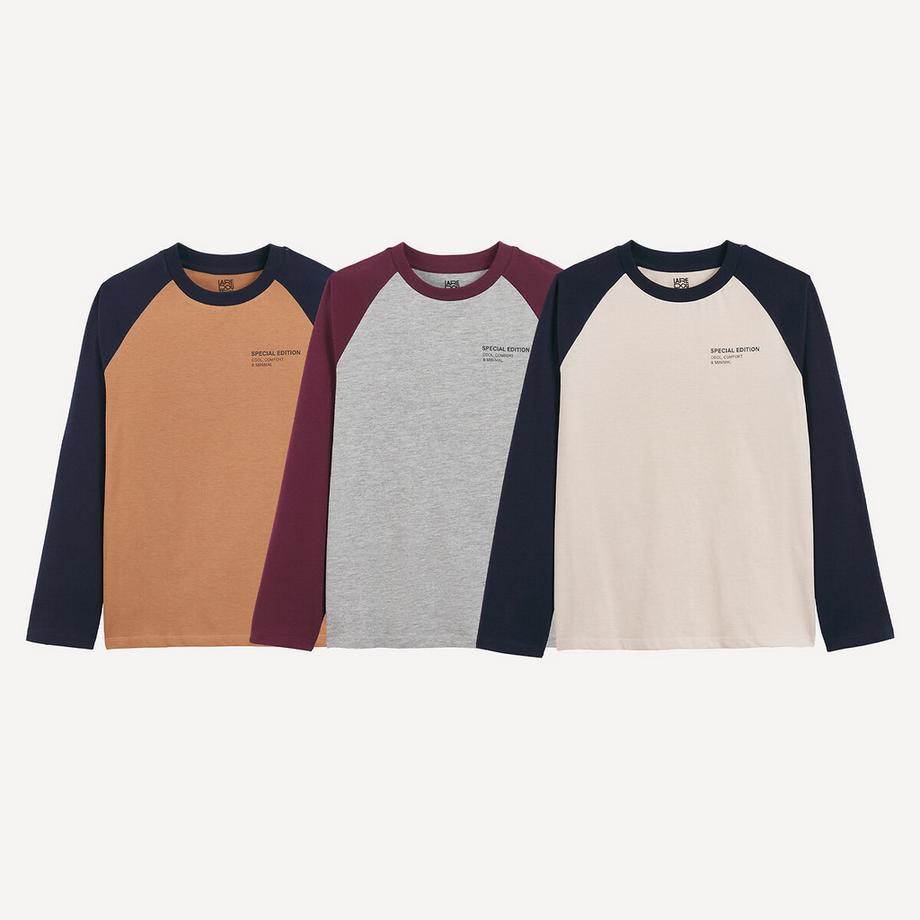 3er-Set zweifarbige T-Shirts