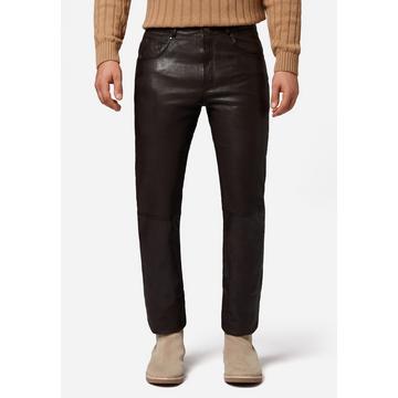 Lederhose Trant Pant, 5-Pocket Lederjeans aus gewaschenem Lamm Leder