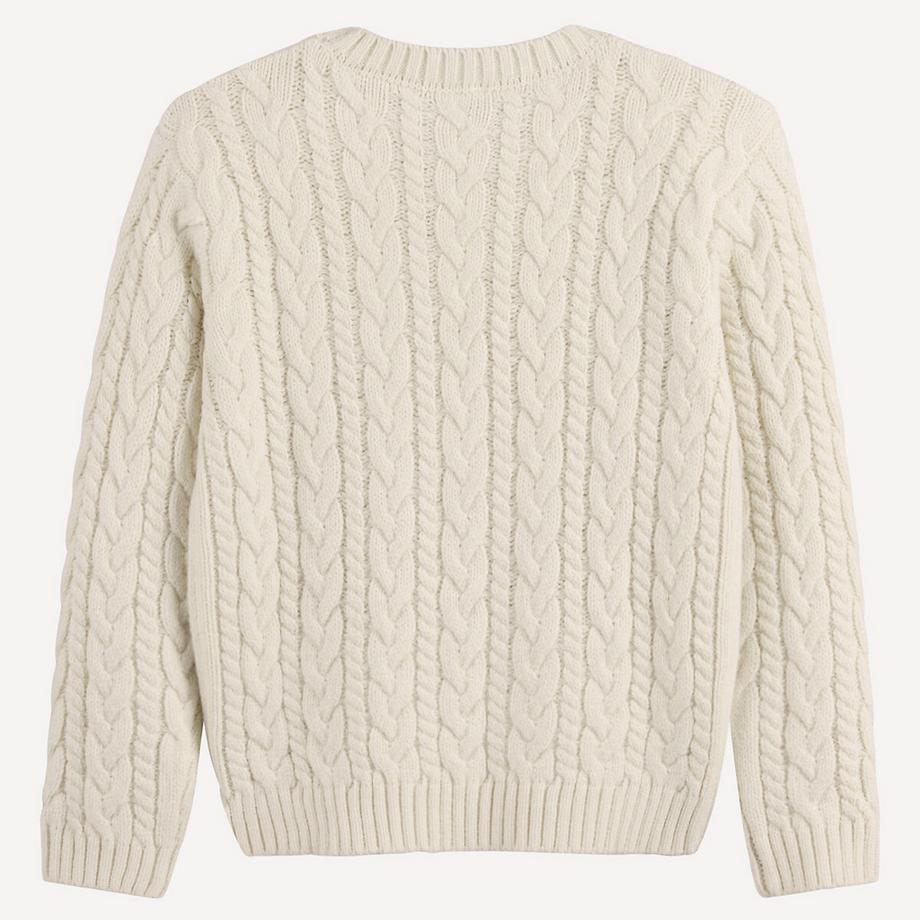 La Redoute Collections  Grobstrickpullover mit rundem Ausschnitt und Zopfmuster 