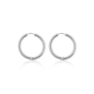 MUAU Schmuck  Charnière créole en or blanc 750 à  fil rond 26mm 