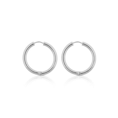 MUAU Schmuck  Charnière créole en or blanc 750 à  fil rond 26mm 