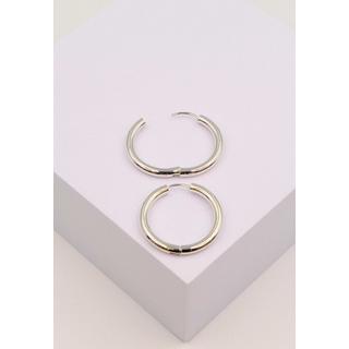 MUAU Schmuck  Charnière créole en or blanc 750 à  fil rond 26mm 