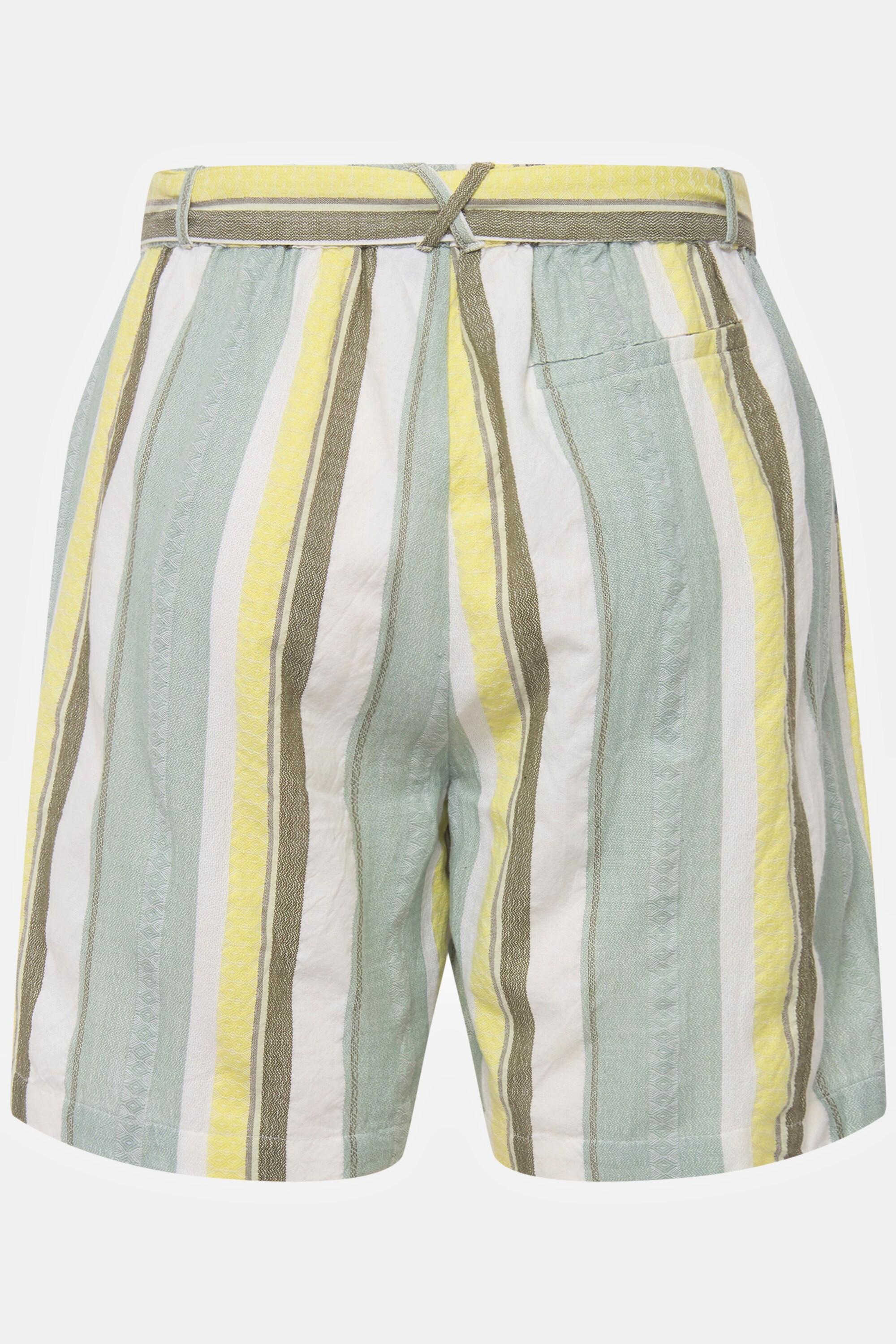 Ulla Popken Short Rose a Righe Gamba Larga con Cintura Elastica  