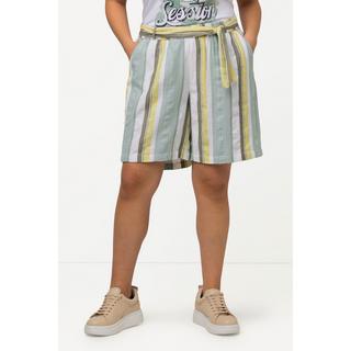 Ulla Popken Short Rose a Righe Gamba Larga con Cintura Elastica  