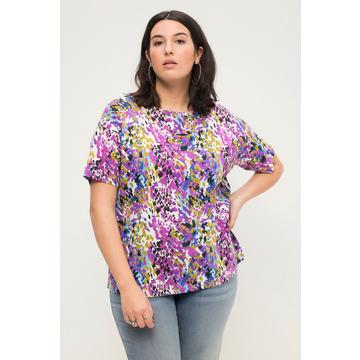 Maglia dal taglio oversize con stampa animalier, scollo a girocollo e mezze maniche