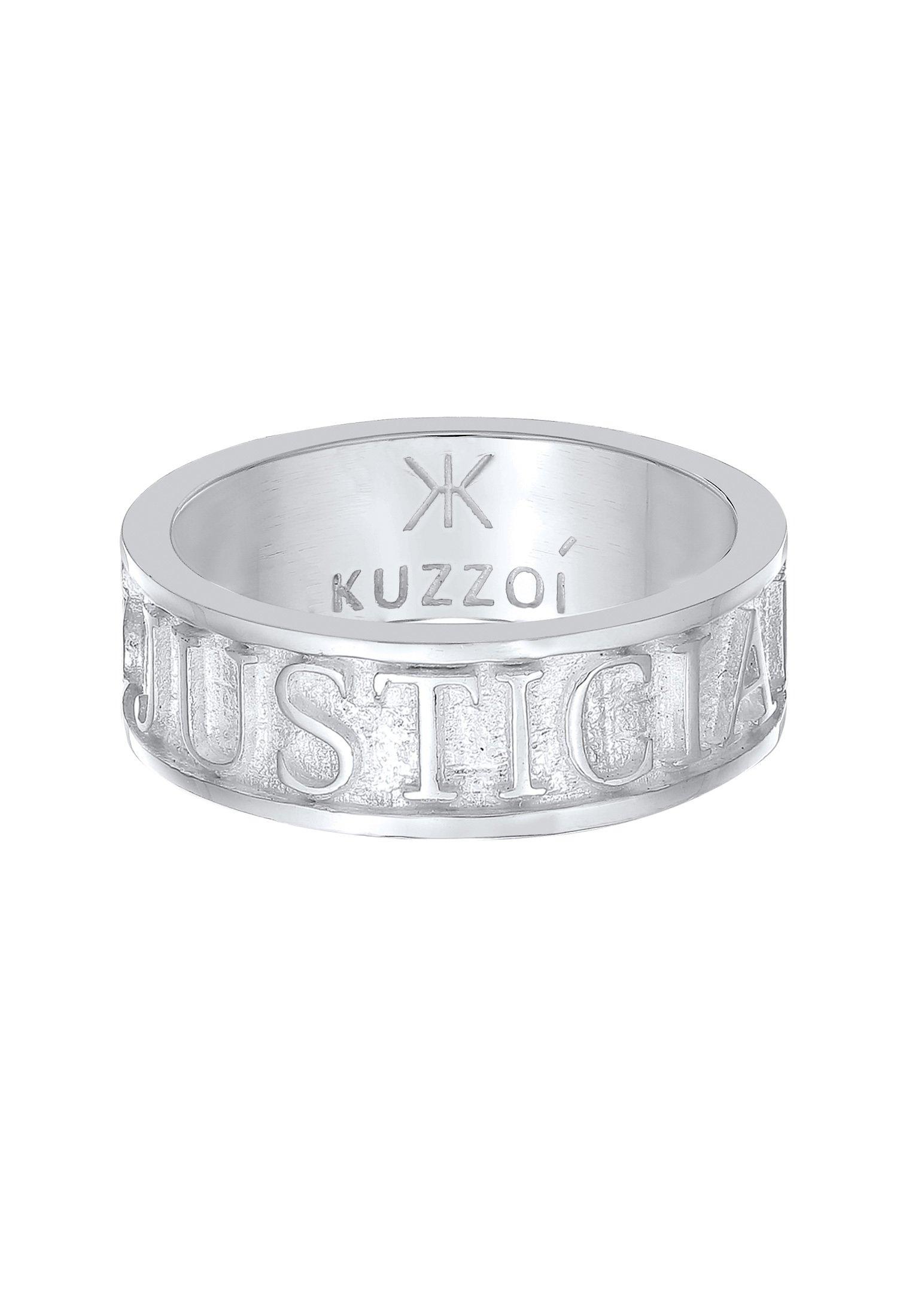 Kuzzoi  Ring  Bandring Schriftzug 925 Silber Oxidiert 